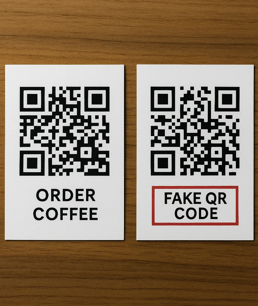 Real vs fake QR code comparison