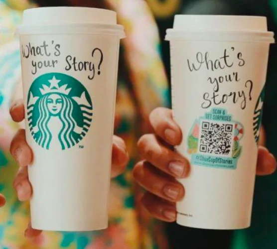 Coffee cup with QR code