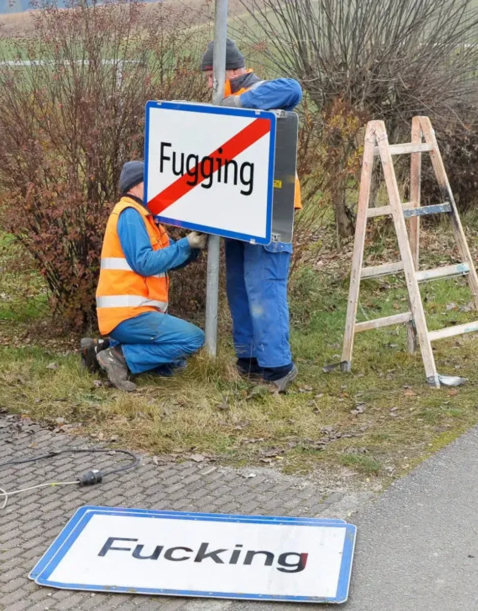 Fucking, Austria road sign