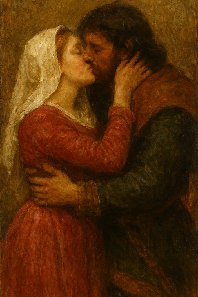 Medival couple kissing
